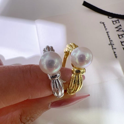 Vintage Ribbon Bow Freshwater Pearl Ring – Sterling Silver