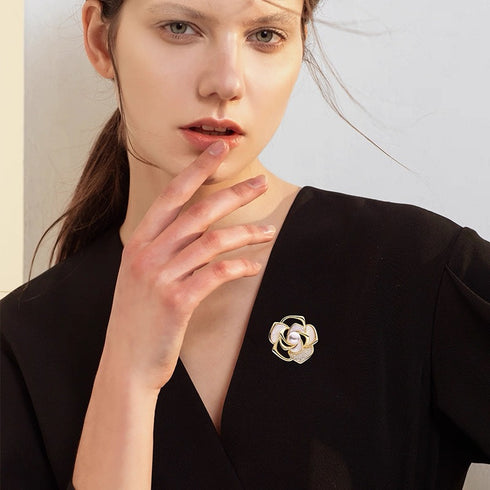 Camellia Floral Pearl Brooch – Elegant and Timeless