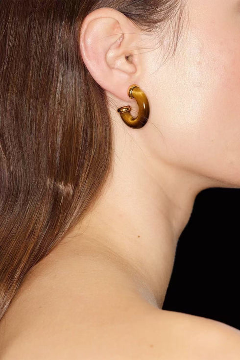Tiger Eye & Red Stone Hoop Earrings - May-Lynn Studio Jewelry
