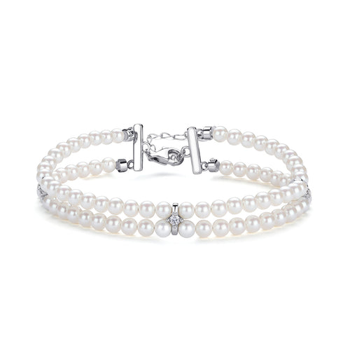 Double Layer 3-4mm Freshwater Pearl Bracelet
