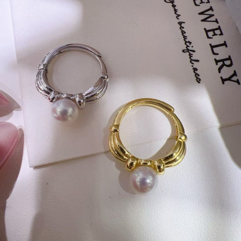 Vintage Ribbon Bow Freshwater Pearl Ring – Sterling Silver
