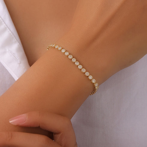 Full Round Tennis Moissanite Gold Bracelet