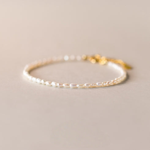 Mini Baroque Rice Pearl Bracelet and Necklace Set – Gold Vermeil