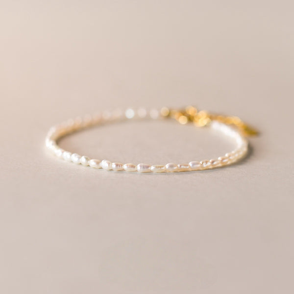 Mini Baroque Rice Pearl Bracelet and Necklace Set – Gold Vermeil