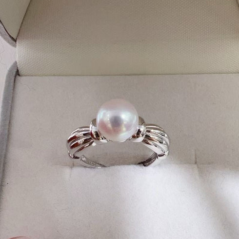 Vintage Ribbon Bow Freshwater Pearl Ring – Sterling Silver