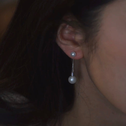 Freshwater Dual Pearl Drop Earrings – Sterling Silver