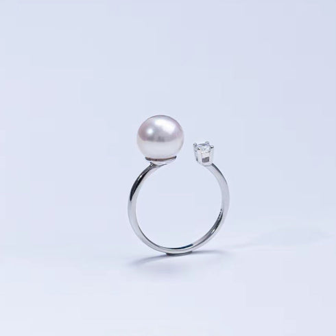 Freshwater Pearl & Zirconia Open Ring