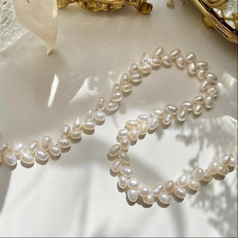 Wheat Rice Baroque Pearl Necklace – Sterling Silver