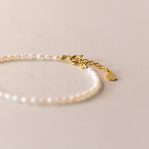 Mini Baroque Rice Pearl Bracelet and Necklace Set – Gold Vermeil