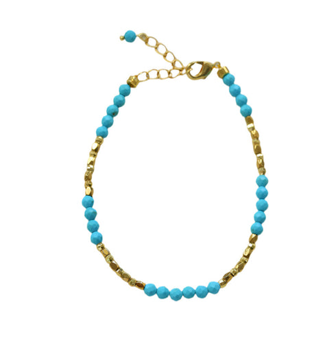 Turquoise Gold Beads Short Necklace / Bracelet - Coastal Elegance (Purchase Separately)