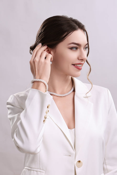 2-3mm White Freshwater Pearls Necklace with Magnetic Lock - May-Lynn