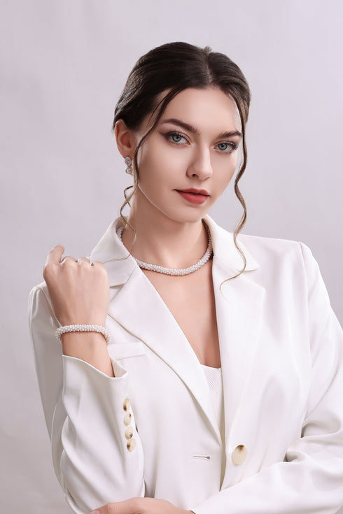 2-3mm White Freshwater Pearls Necklace with Magnetic Lock - May-Lynn