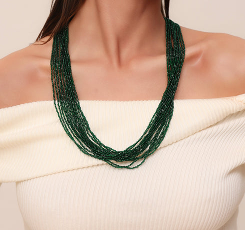 Green Crystal Multi-Strand Necklace