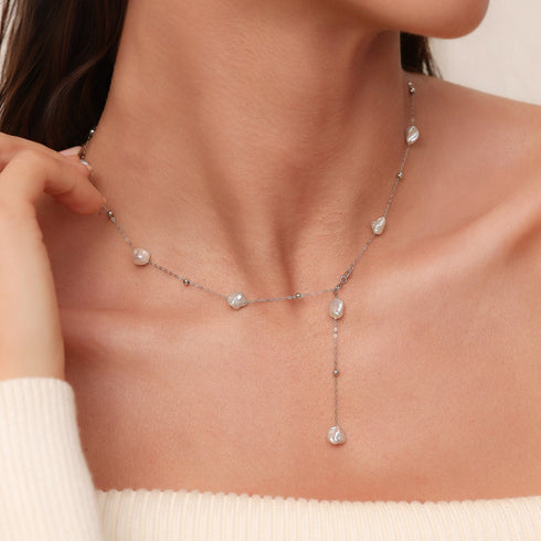 Baroque Pearl Y-Shape Necklace - Versatile Styling