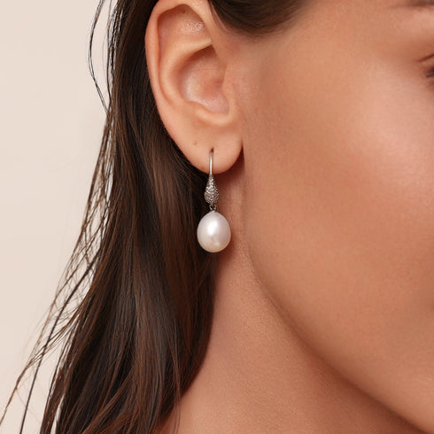 Teardrop Pearl Hook Earrings - Sterling Silver/ Gold Vermeil