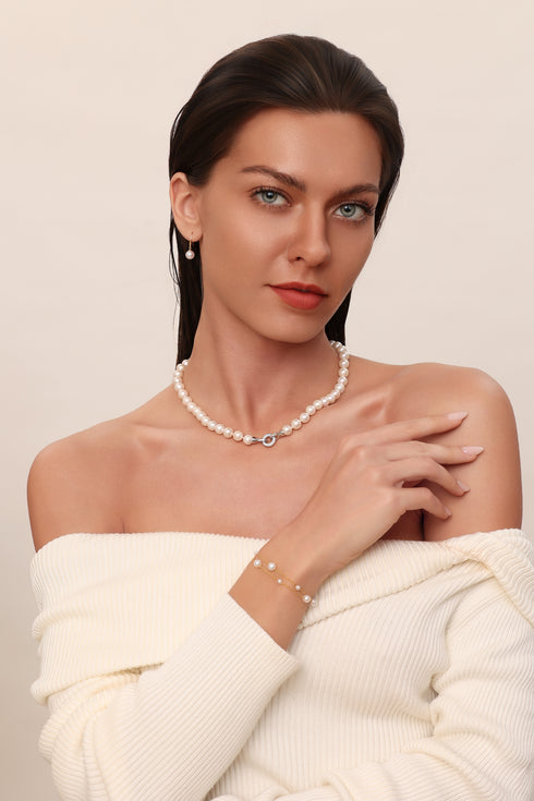 Double Chain Freshwater Bracelet 14K Gold