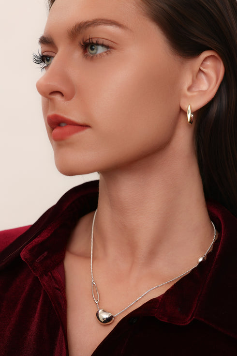 Asymmetric Egg Pendant Necklace - Sterling Silver