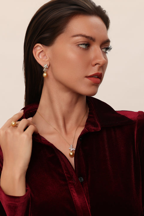Celestial Golden South SeaPearl Star Earrings