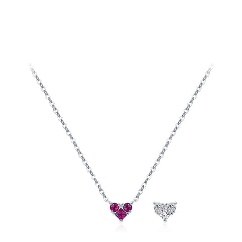Colorful Birthstone Heart Pendant Necklace - Sterling Silver
