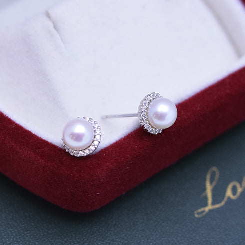 Sunflower Freshwater Pearl Stud Earrings – Sterling Silver