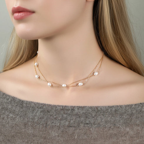 Baroque Freshwater Pearl Layered Necklace – Sterling Silver
