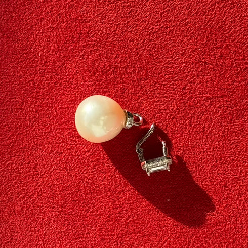 Rectangle Cubic Zirconia Pearl Pendant Necklace