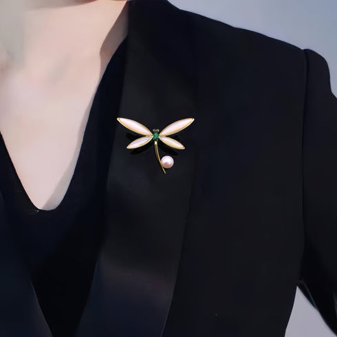 Dragonfly Pearl Brooch