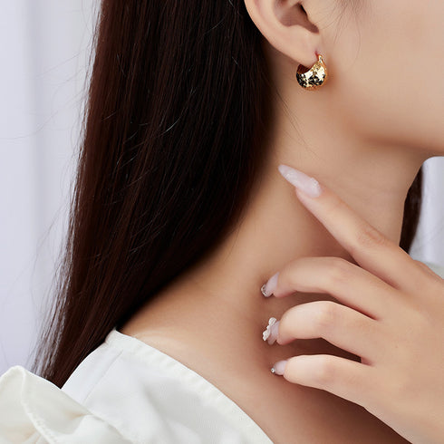 Shiny Gold Chip Hoops – Gold Vermeil/Sterling Silver