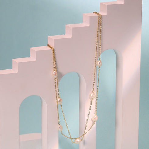 Baroque Freshwater Pearl Layered Necklace – Sterling Silver