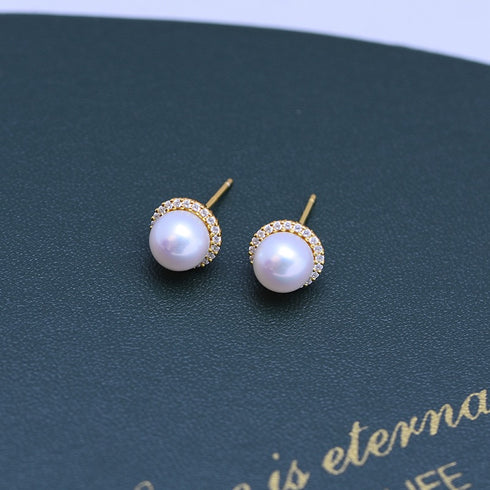 Sunflower Freshwater Pearl Stud Earrings – Gold Vermeil/Sterling Silver