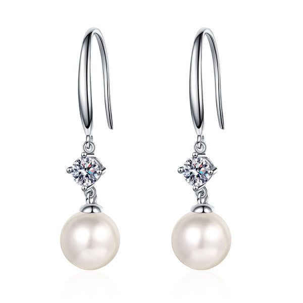 Classic Moissanite Pearl Hook Earrings