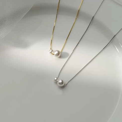 Dual Pearl Necklace - Gold Vermeil / Sterling Silver