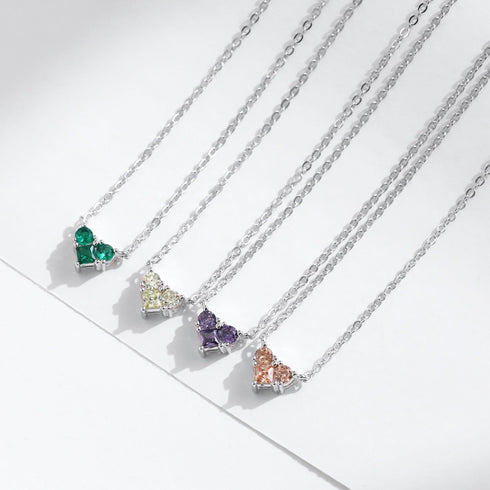 Colorful Birthstone Heart Pendant Necklace - Sterling Silver