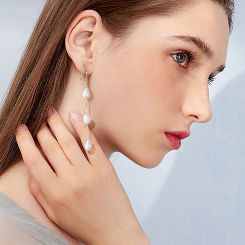 Baroque Freshwater Pearl Necklace and Earrings Set – Sterling Silver