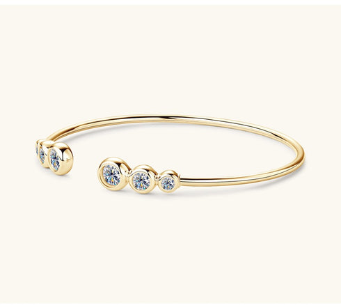 1.80 CT Stylish Moissanite Open Bracelet (Gold)