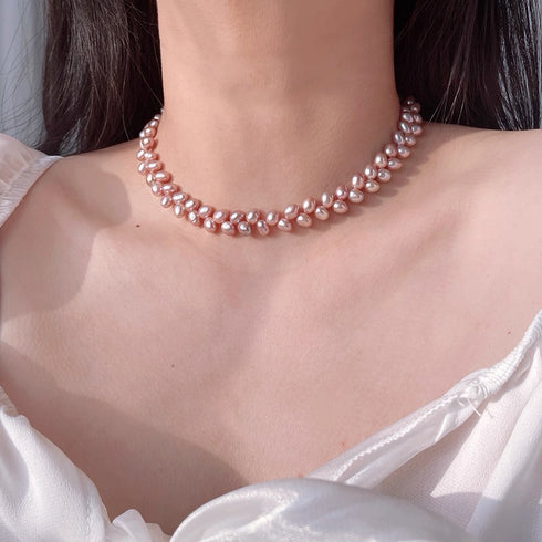 Wheat Rice Baroque Pearl Necklace – Sterling Silver