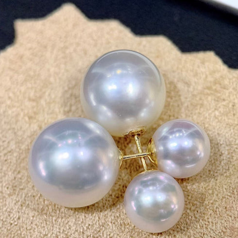 Bold Dual Edison Pearl Stud Earrings - Versatile Design