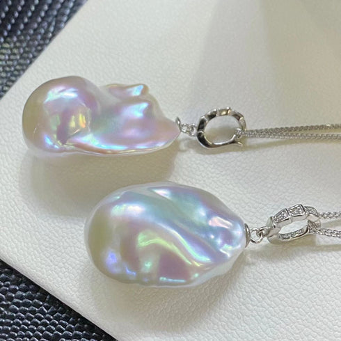 High Luster Baroque Pearl Pendant Necklace - Sterling Silver