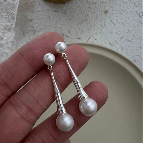 Freshwater Dual Pearl Drop Earrings – Sterling Silver