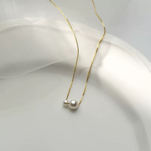 Dual Pearl Necklace - Gold Vermeil / Sterling Silver
