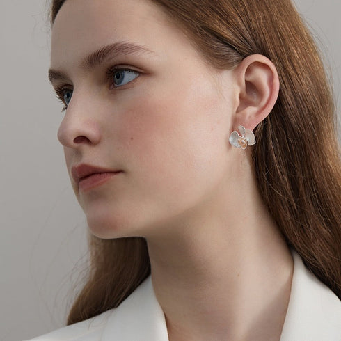 Butterfly Orchid Pearl Stud Earrings - Sterling Silver / Gold Vermeil