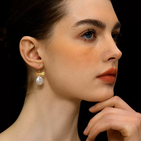 Dragonfly Baroque Pearl Earrings - Gold Vermeil