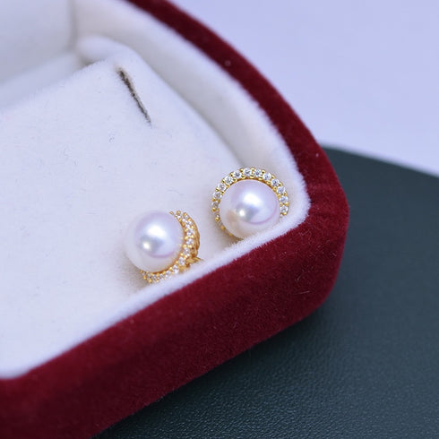 Sunflower Freshwater Pearl Stud Earrings – Sterling Silver