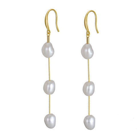 Baroque Freshwater Pearl Necklace and Earrings Set – Sterling Silver