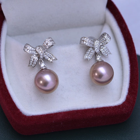 Bow Drop Pearl Earrings – Sterling Silver / Gold Vermeil