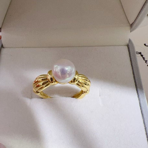 Vintage Ribbon Bow Freshwater Pearl Ring – Sterling Silver