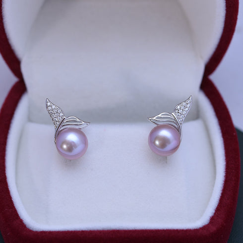 Mermaid Pearl Stud Earrings - Sterling Silver