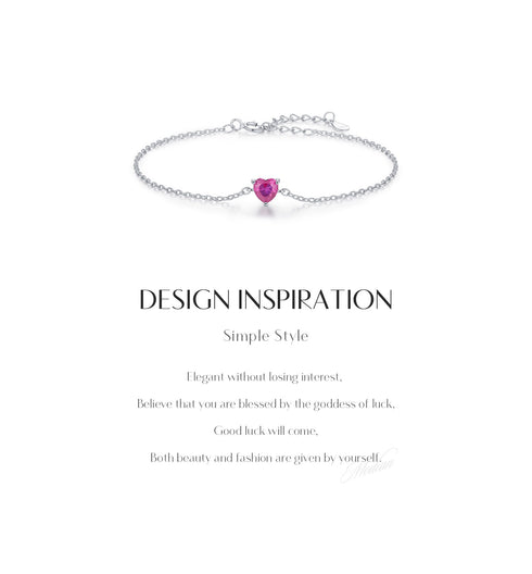 Pink Heart Zirconia Bracelet - Sterling Silver