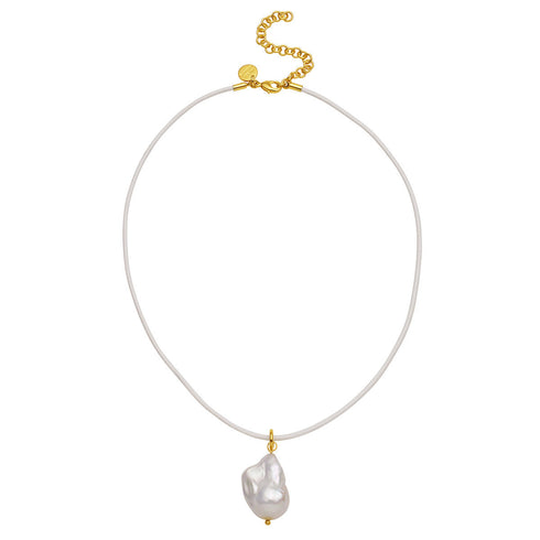 Baroque Pearl Leather Cord Necklace - May-Lynn