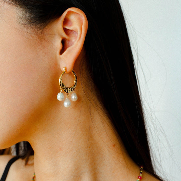 Pearl Multi-Layer Drop Huggies - Vintage Meets Modern